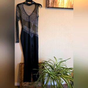 Sexy Sheer Black and Silver jumpsuit